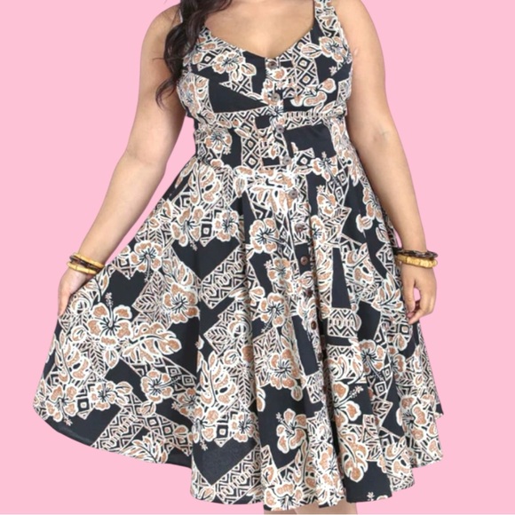 Hell Bunny Dresses & Skirts - Hell Bunny Retro Hawaiian Kapa Tapa Tiki Pin-Up Dress NWT